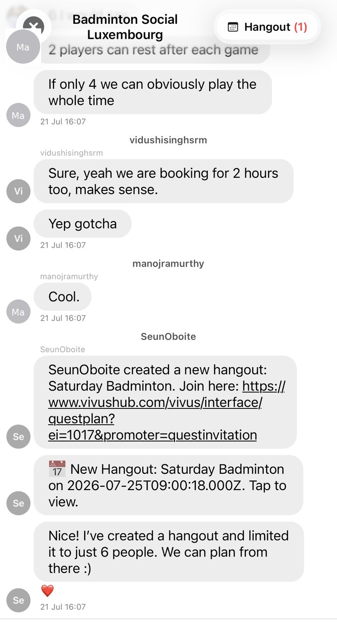 Community group chat with a new hangout